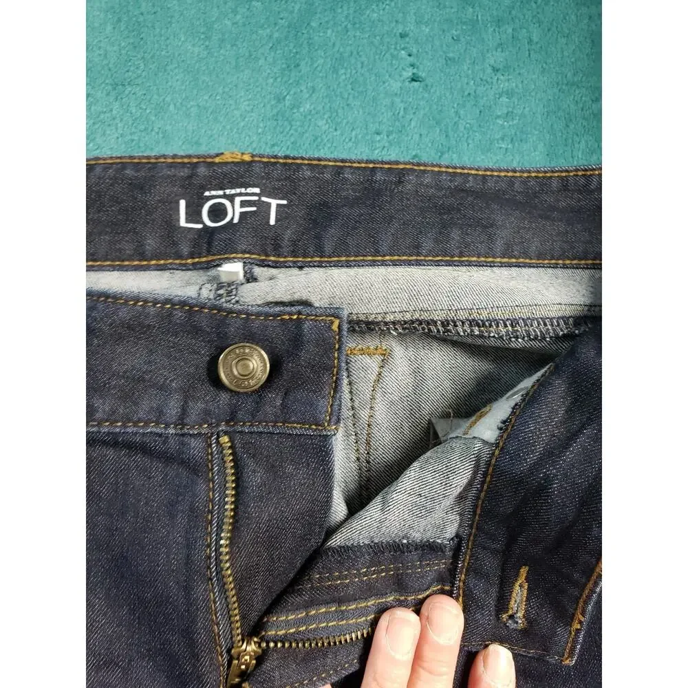 Loft Jeans Size 10 Women Blue Pants Denim Stretch Mid Rise Curvy Flared Wide Leg